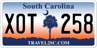 SC license plate XOT258