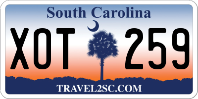 SC license plate XOT259
