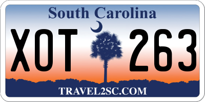 SC license plate XOT263