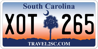 SC license plate XOT265