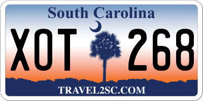 SC license plate XOT268