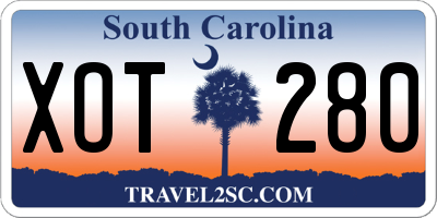 SC license plate XOT280