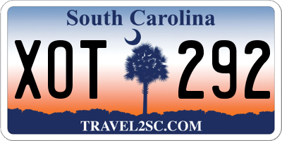 SC license plate XOT292