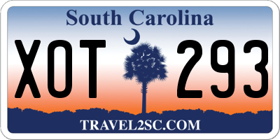 SC license plate XOT293