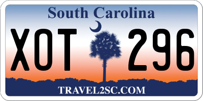 SC license plate XOT296