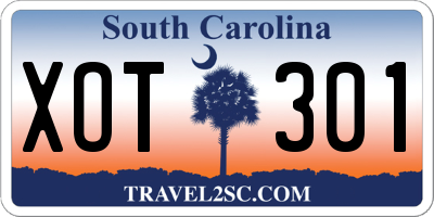 SC license plate XOT301