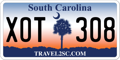 SC license plate XOT308