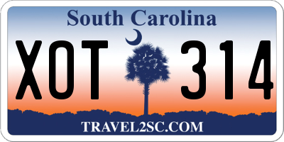 SC license plate XOT314