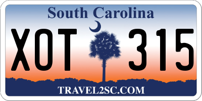 SC license plate XOT315