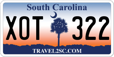 SC license plate XOT322
