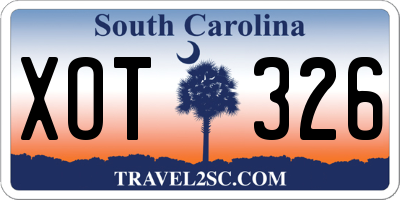 SC license plate XOT326