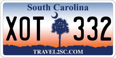 SC license plate XOT332