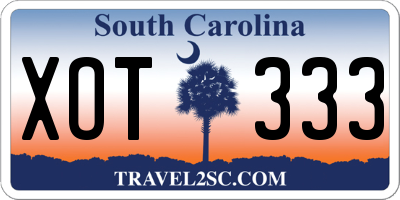 SC license plate XOT333