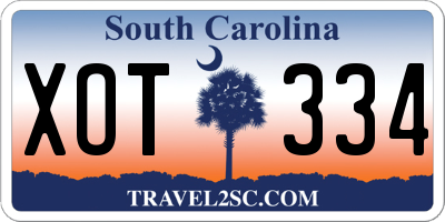 SC license plate XOT334