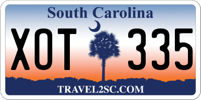 SC license plate XOT335