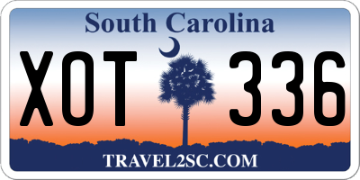 SC license plate XOT336