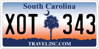 SC license plate XOT343