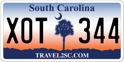 SC license plate XOT344