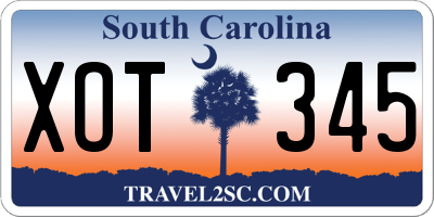 SC license plate XOT345