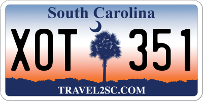 SC license plate XOT351