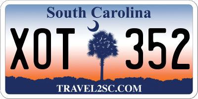 SC license plate XOT352