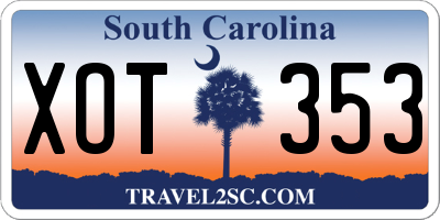 SC license plate XOT353