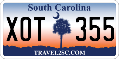 SC license plate XOT355