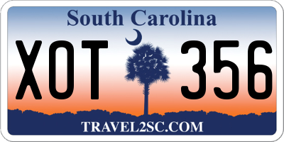 SC license plate XOT356