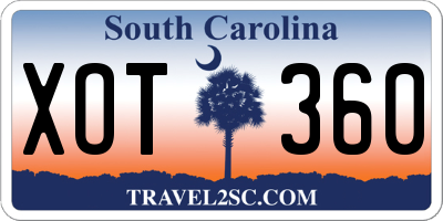 SC license plate XOT360
