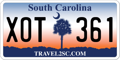 SC license plate XOT361
