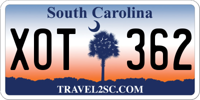 SC license plate XOT362