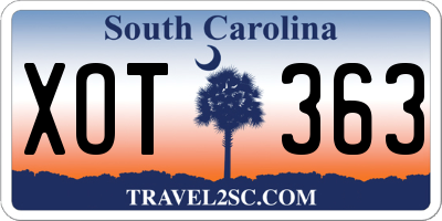 SC license plate XOT363