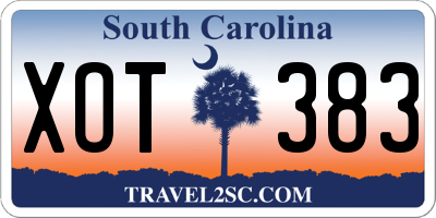 SC license plate XOT383