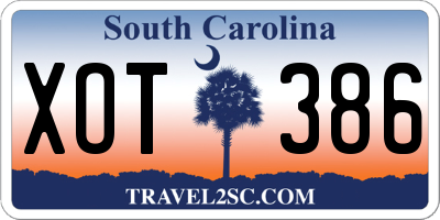 SC license plate XOT386