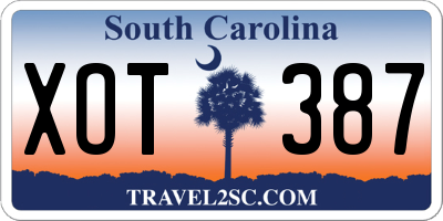 SC license plate XOT387