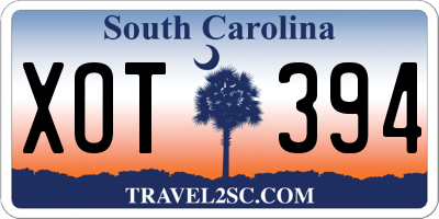 SC license plate XOT394
