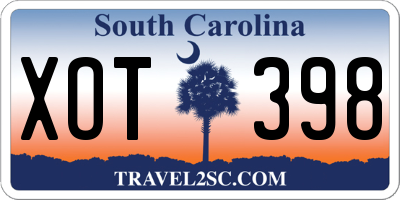 SC license plate XOT398