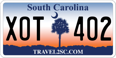SC license plate XOT402