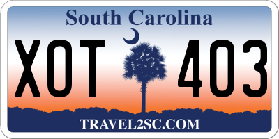SC license plate XOT403
