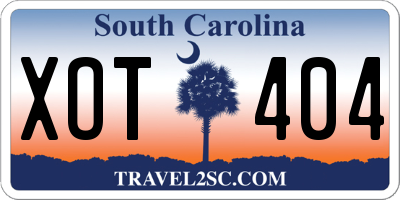 SC license plate XOT404
