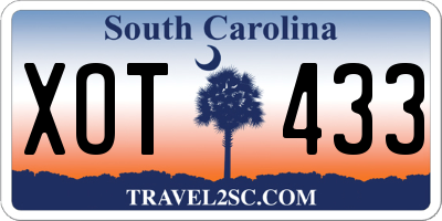 SC license plate XOT433