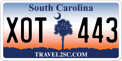 SC license plate XOT443
