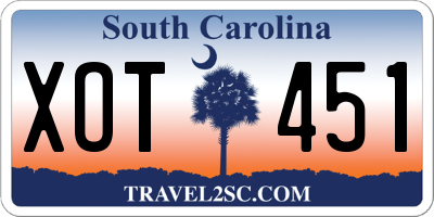 SC license plate XOT451