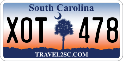 SC license plate XOT478