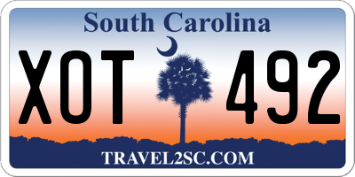 SC license plate XOT492