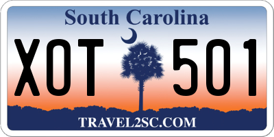 SC license plate XOT501