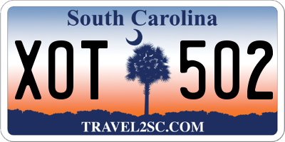 SC license plate XOT502