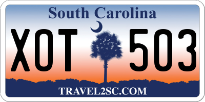 SC license plate XOT503