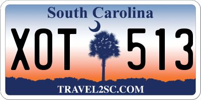 SC license plate XOT513