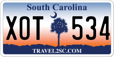 SC license plate XOT534